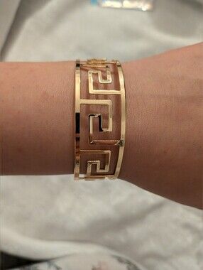 Gold-Tone Greek Key Bracelet & Ring Set – Adjustable